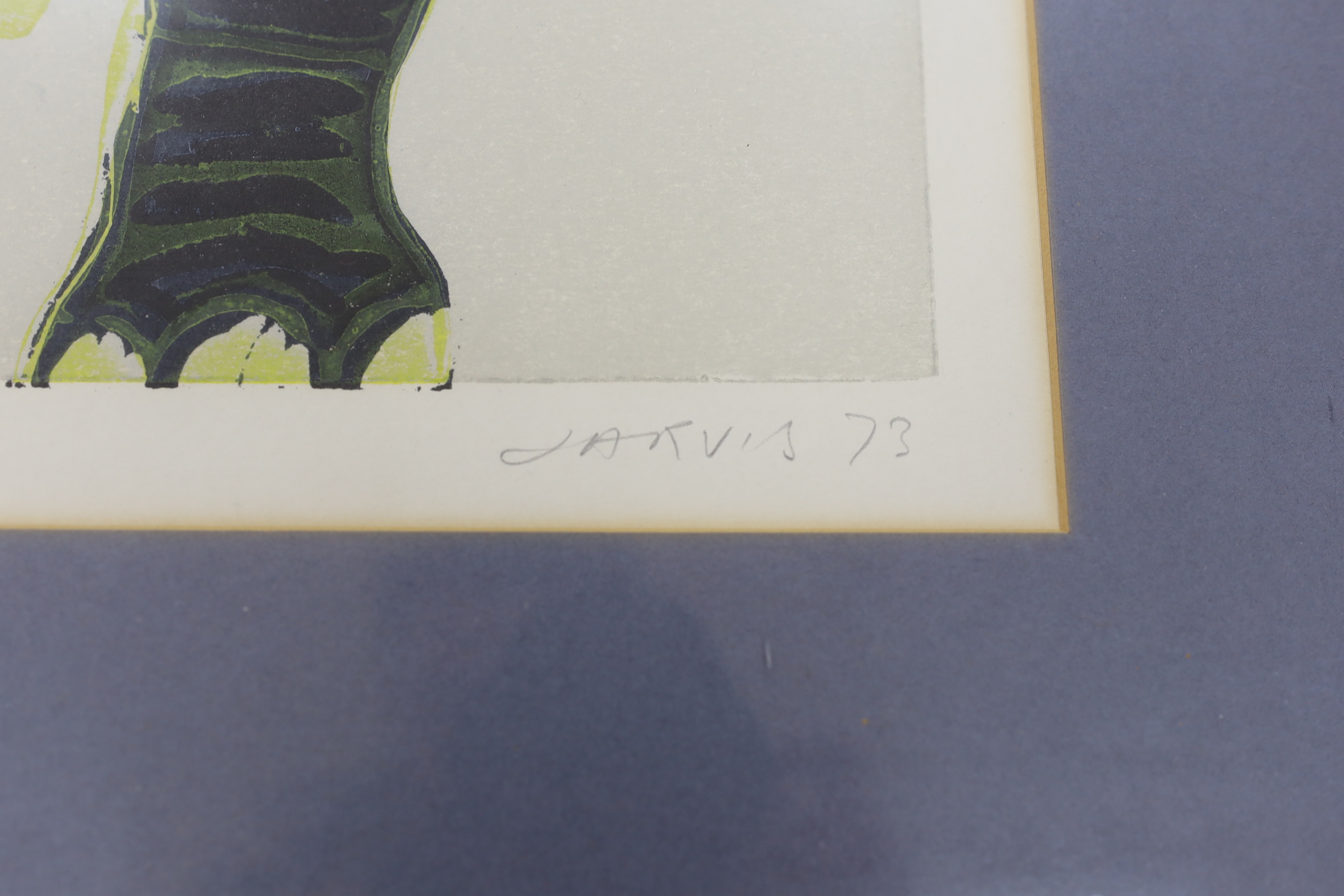 Roland Jarvis (1926-2016), colour etching, Rhino, signed and dated '73 in pencil, limited edition 4/10, 49 x 64cm